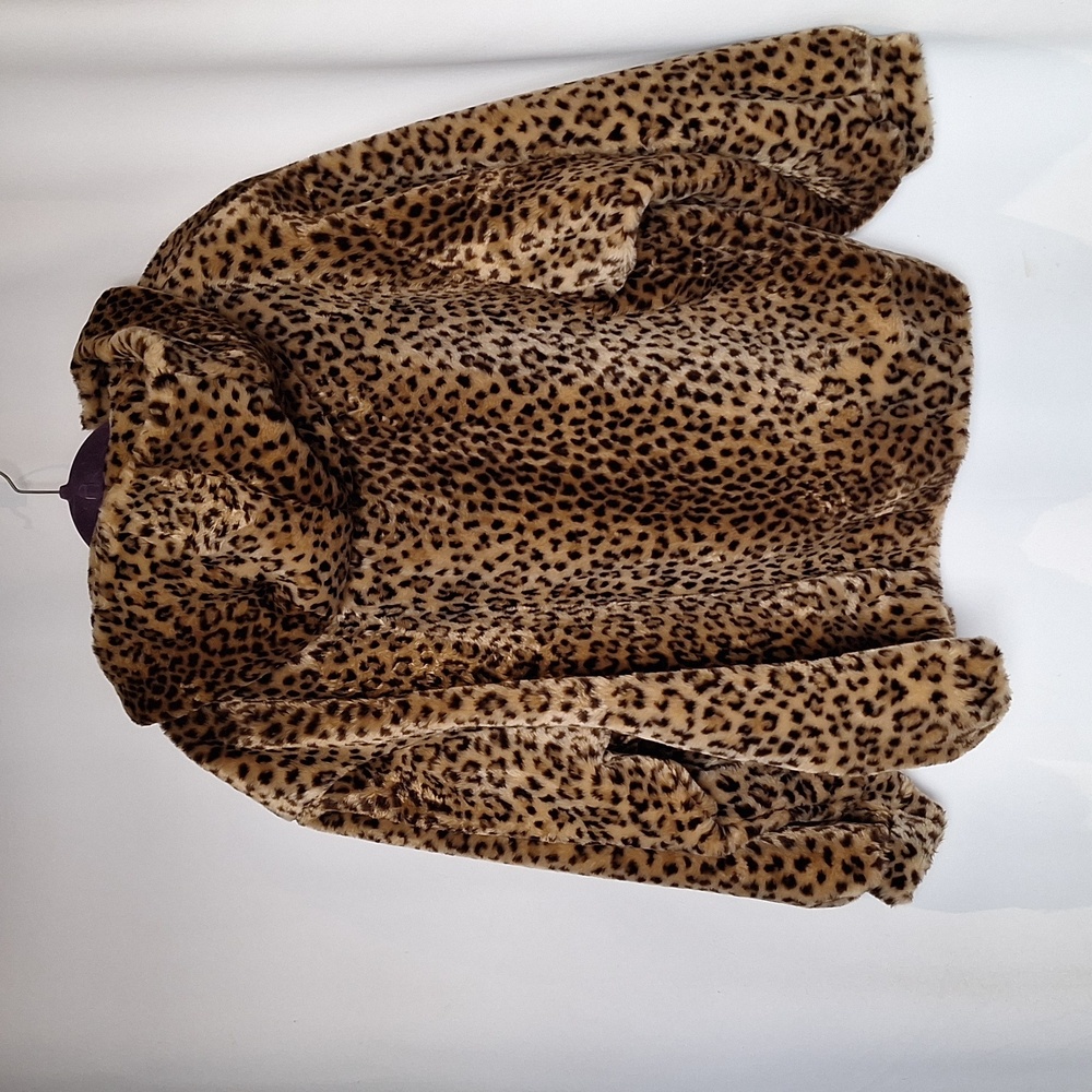 J. Percy For Marvin Richards Vintage Hooded Faux Leopard Fur Coat Size M - Picture 8 of 12